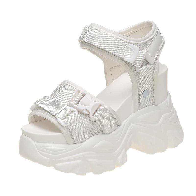 Fashion Women Leisure Chunky Platform Sandals Peep Toe 11CM High Heels Gladiator Goth Slippers Woman Fashion Trendy Summer Beach Sandals