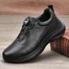 Herren-Sneaker aus echtem Leder – Atmungsaktiv, leicht, dicke Sohle mit Drehknopf für den Herbst