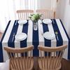 Navy Blue Stripe Rectangle Tablecloth Holiday Party Decor Washable Boho Modern Geometric Table Cloths Kitchen Dining Table Decor