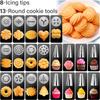 Stainless Steel Cookie Press Gun Kit with 13 Press Discs, 8 Icing Tips & Cleaning Brush, DIY Biscuit Maker, Cake Icing Decoration, 22x 15x 5.6cm