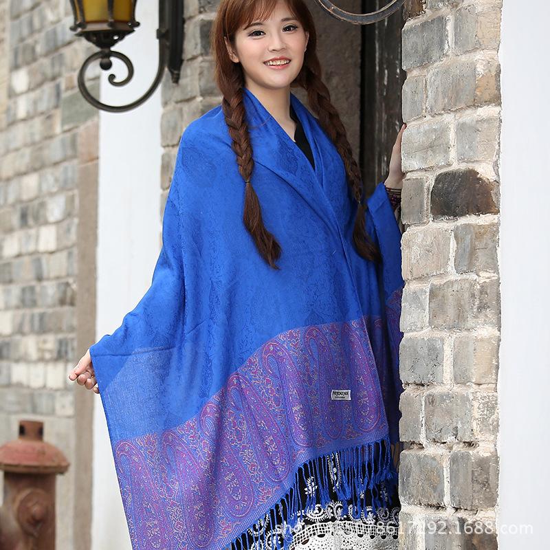 Ethnic Style Cashew Scarf Air Conditioner Large Shawl Scarf Dual-Purpose Jacquard Fringed Spring And Summer Long Cotton Scarf Women