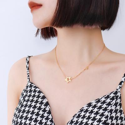 Produtos de joalheria de design de nicho são versáteis e não desbotam. Colar de estrela banhado a ouro 18K com aço titânio Acessórios