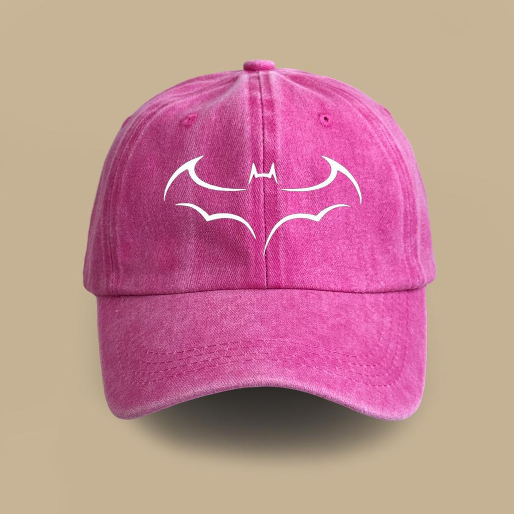 Retro washed soft top hat trendy bat pattern casual cap spring and summer outdoor versatile travel baseball cap