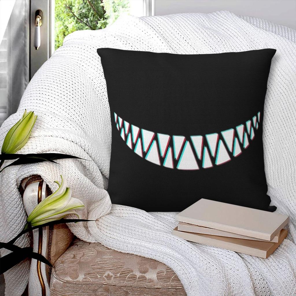 Beautiful Smile With Sharp Demon Teeth Square Pillowcase Pillow Cover Polyester Cushion Decor Comfort Throw Pillow for Home Sofa