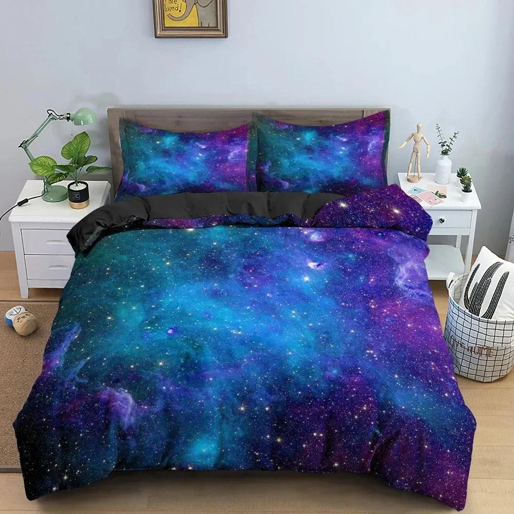 Galaxy Space 3D Universe Bedding Set Single Twin Double Queen King Cal King Size Bed Linen Set
