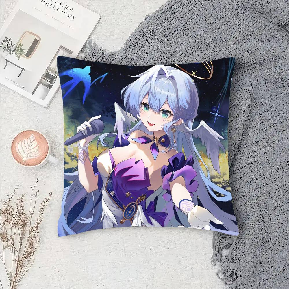 Robin Game H-Honkai Star Rail Pillow Case Fashion Square Pillowcase Bedroom Sofa Room Ins Decoration Leisure