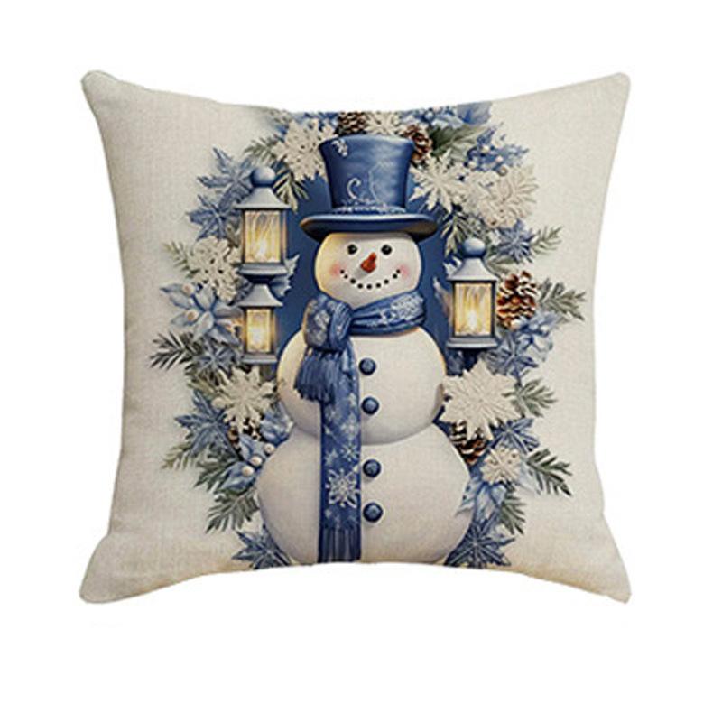 

Новый Рождественский Принт Подушки Простой Праздничный Наволочка Домашний Чехол для Подушки на Диван Подушка 45 * 45Cm-linen (excluding pillow core)
