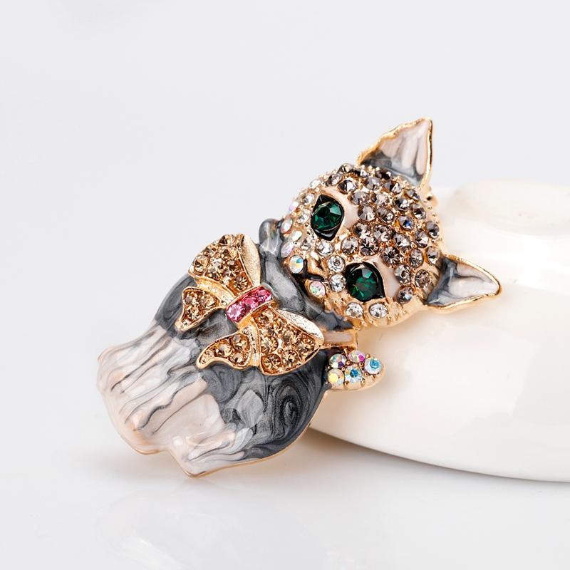 Vintage Luxury Enamel Elephant Brooches For Women Men Rhinestone Animal Dog Moon Star Brooch Pins Clothes Jewelry Accessories