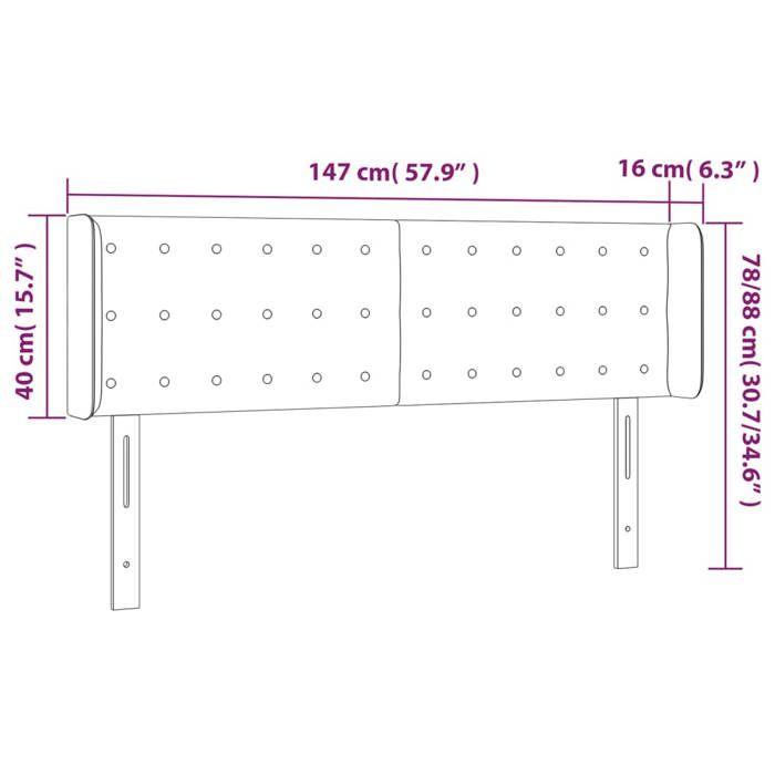 VidaXL Tête de Lit à LED Meuble de Chambre à Coucher Accessoire de Lit Double Tête de Cadre de Lit Intérieur Gris Clair 3123718