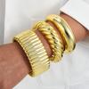 Punk Irregular Wide Cuff Chunky Bangle for Women Vintage Smooth Gold Color Geometric Bangle New Trendy Exaggerated Jewelry Gifts