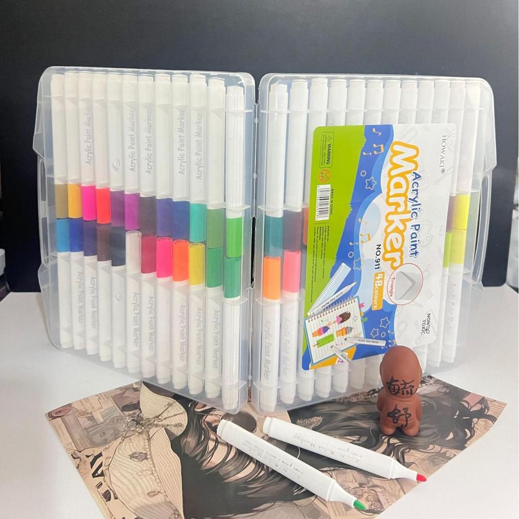 Acrylic Markers: 12, 48, 60, 80 Water-Based Colors for Student Art, Anime, Hand-Painting, Coloring, and Doodling.