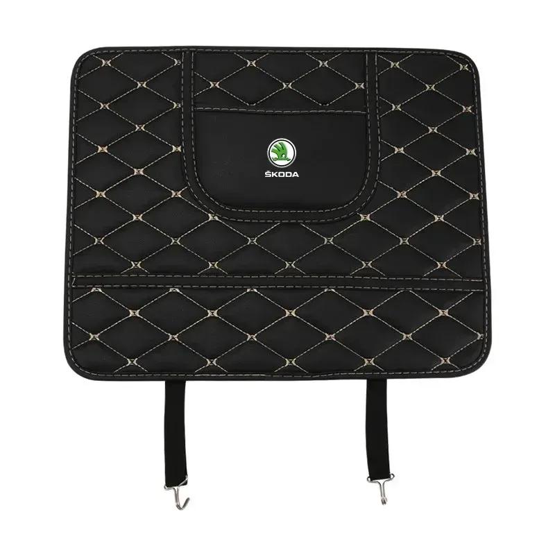 For Skoda  Octavia 2 A7 Tour RS Fabia 2 1 Rapid Kodiaq Superb Kamiq Car Anti-Child-Kick Pad Storage Bag Interior Accessories