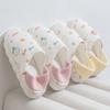 Women Cotton Slippers Plush Warm Flat Slides Breathable Non-slip Slippers