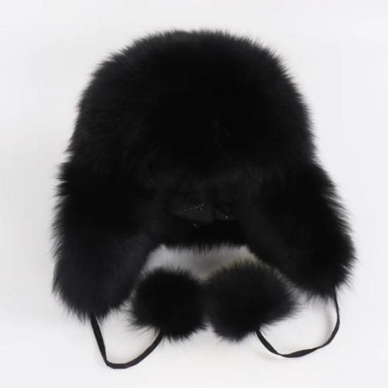 On Sale Real Fox Fur Women's Russian Ushanka Aviator Trapper Snow Skiing Hats Caps Earflap Winter Ladies Fox Fur Bomber Hat