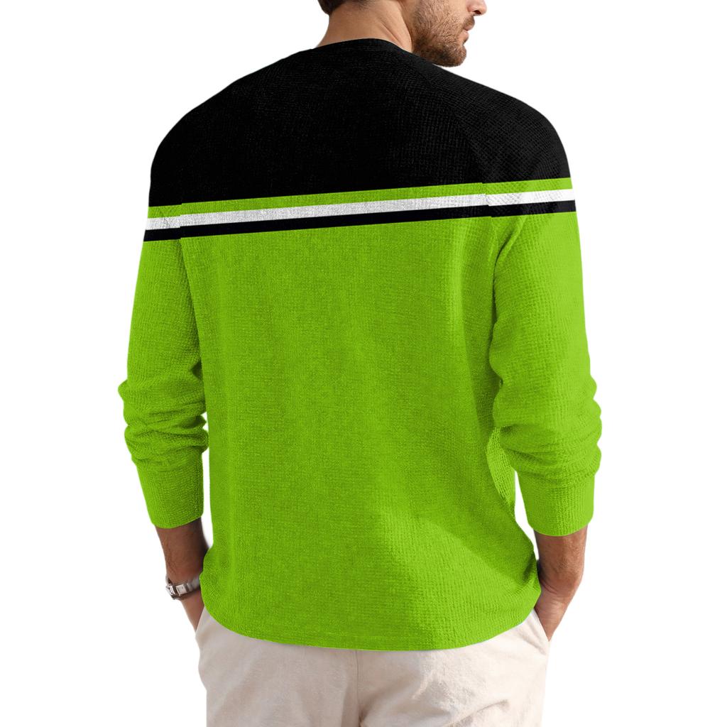 Herren Locker Lässig Button-Down Kragen Langarm Oberteil