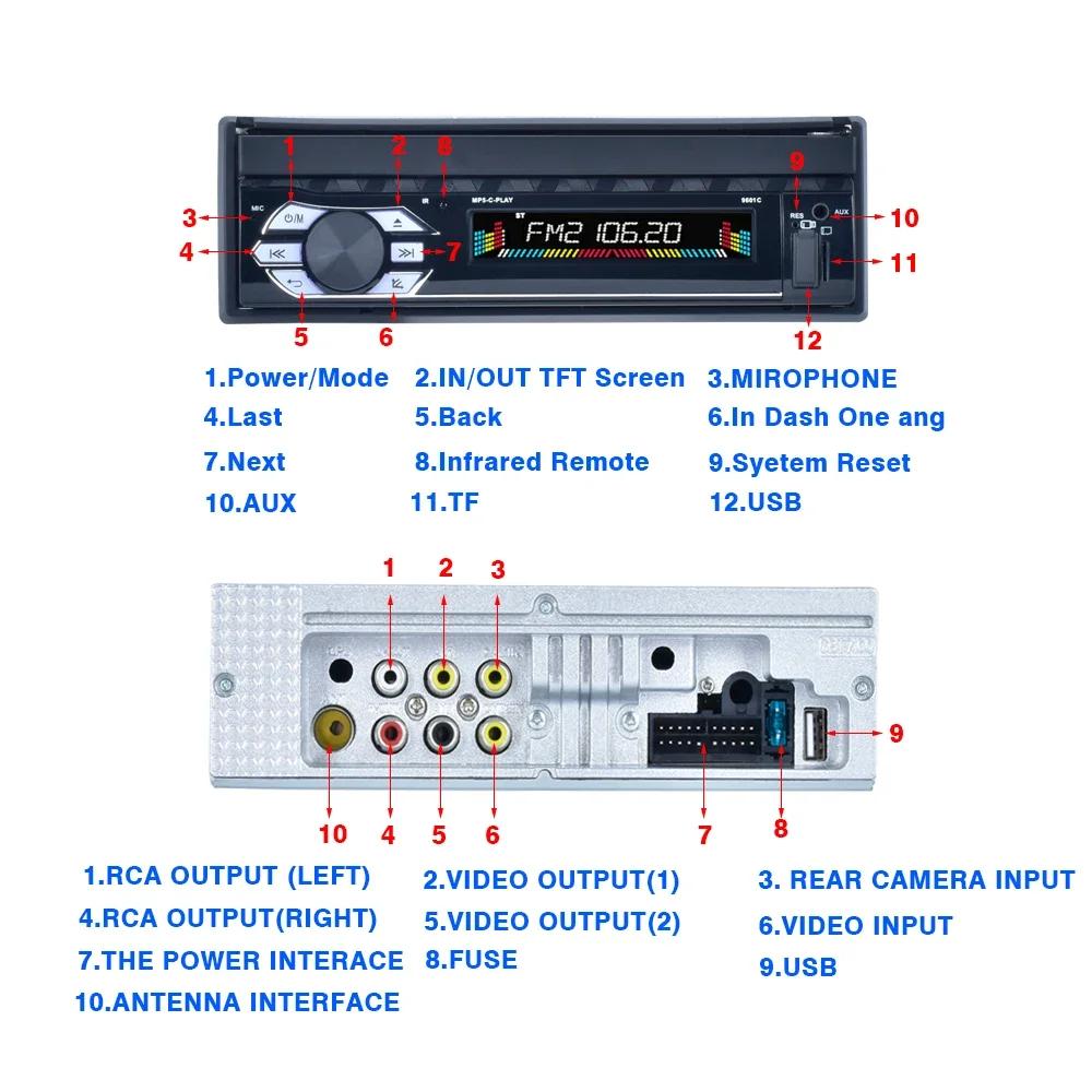 TOYOUSONIC 7 Inch Car Radio Retractable Screen Universal Multimedia Video Player CarPlay Android Auto USB BT 1 Din MP5 Stereo