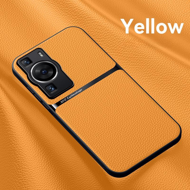

Для Huawei P60 Pro чехол автомобильный магнитный держатель кожаный чехол для телефона Huawei P 60 60Pro мягкий силиконовый противоударный бампер задняя крышка For P60 Pro жёлтый