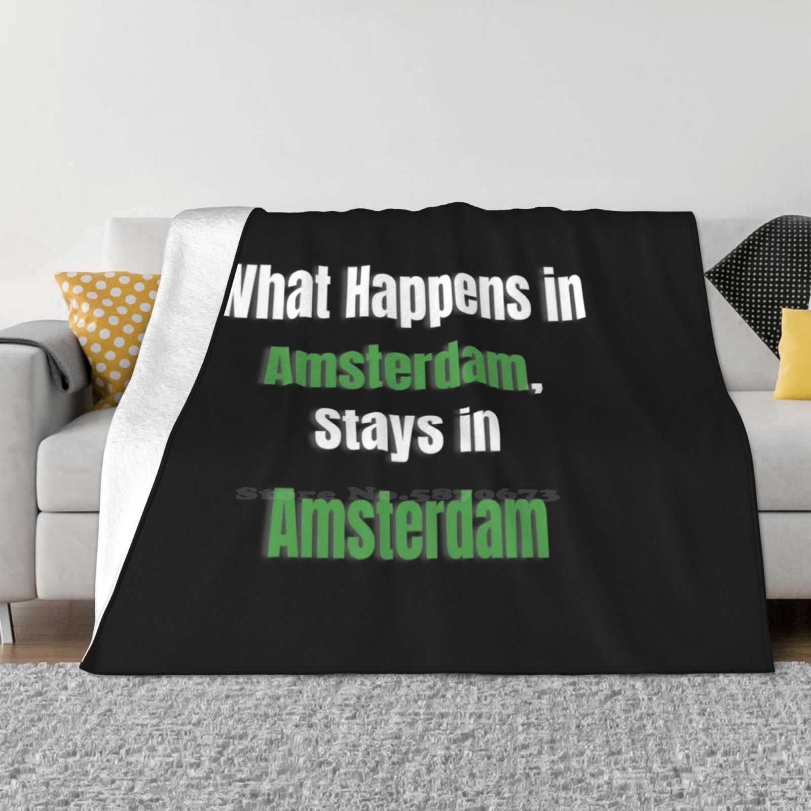 Amsterdam Skyline Quotes Fashion Soft Warm Flannel Blanket Amsterdan Skyline City Funny Christmas Trip Black And White Urban 30x40in
