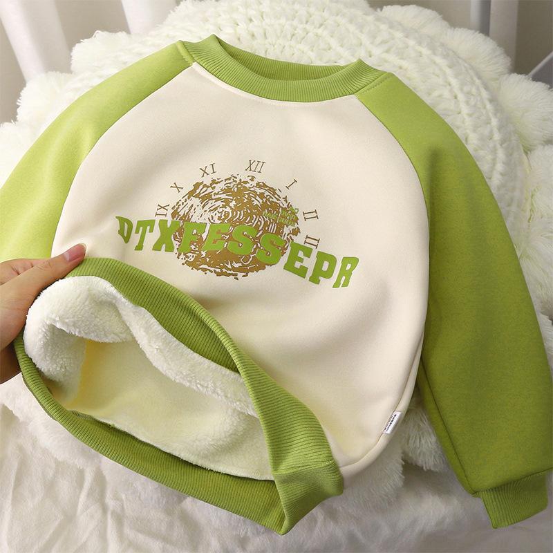 

Детская футболка с длинными рукавами из чистого хлопка на весну и осень, рубашка-шорты, топ в стиле сращивания для мальчиков и девочек 90cm