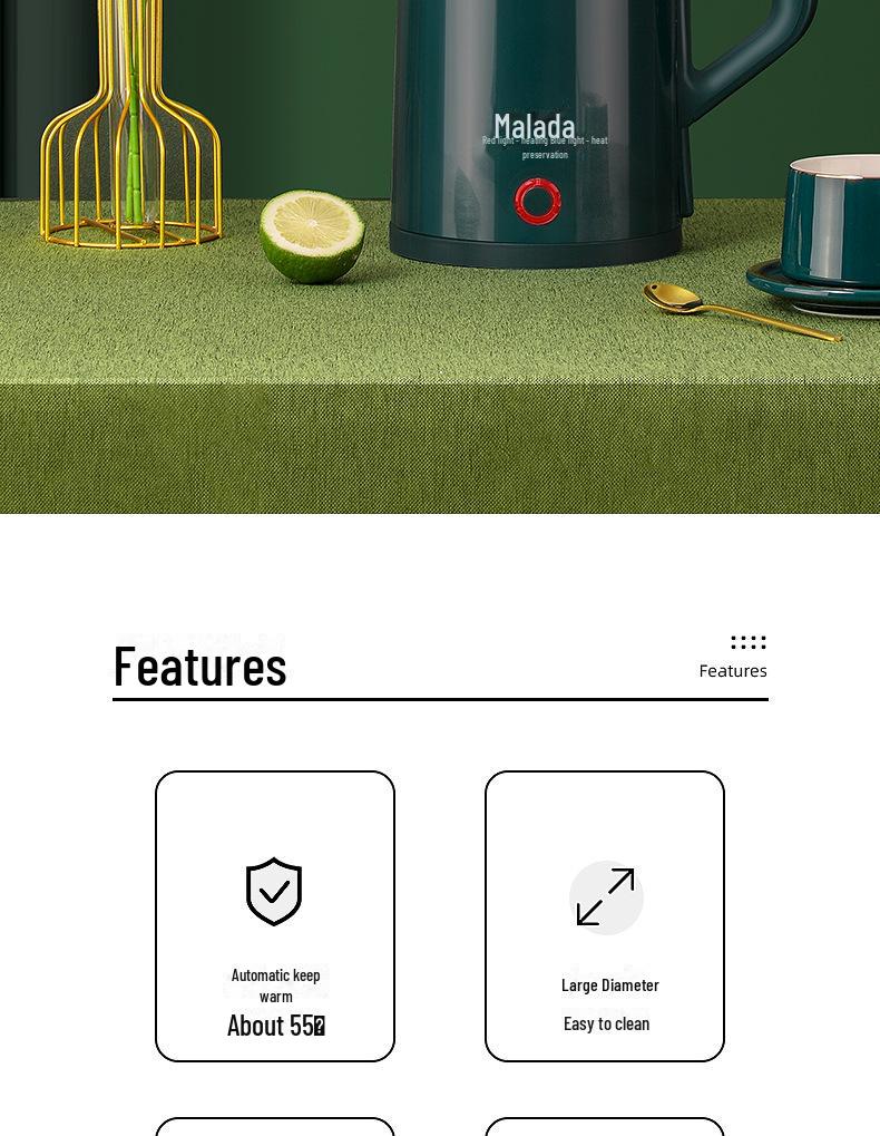 Stainless Steel Portable Electric Kettle with Double-Layer Insulation and Automatic Power Off, Ideal for Gifting