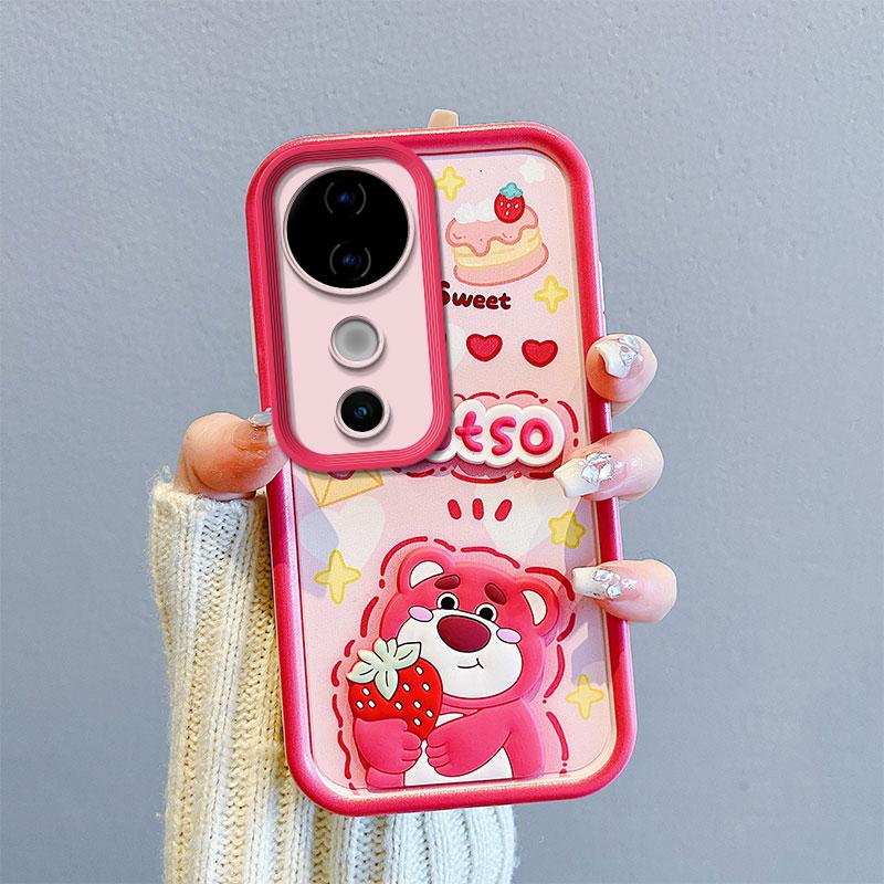 KEYSION Coque Antichoc pour VIVO V40 5G V40 Pro 5G avec Cordon Silicone Souple Mignon Poupée Dessin Animé 3D Housse de Téléphone pour VIVO V40 Pro