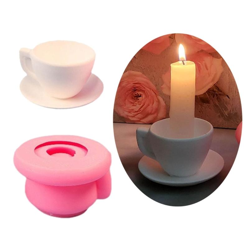 Teacup Candlesticks Molds Scented Candle Holder Silicone Molds Resins Concrete Castings Moulds for Table Decorations