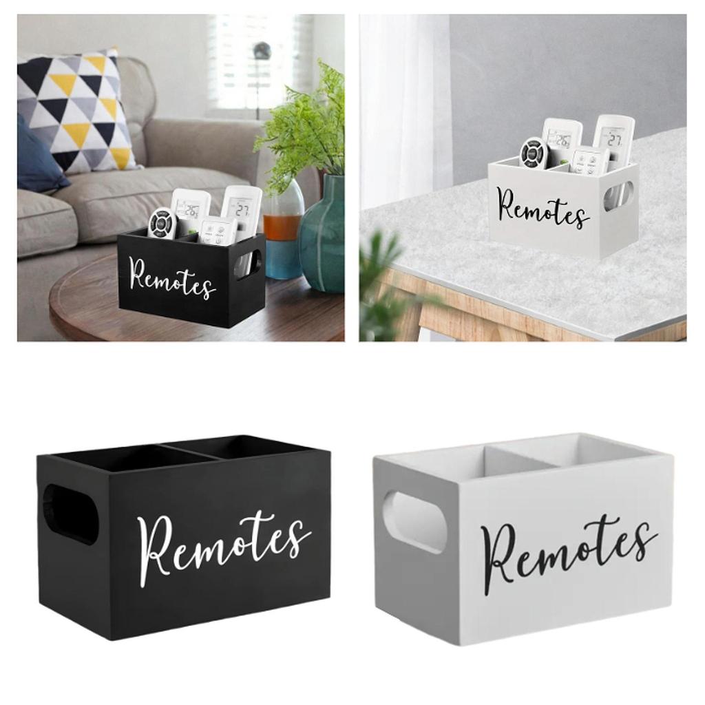 Remote Control Holder Remote Box with 2 Slots Wooden TV Remote Holder for Table for Bed Living Room Office Bedside Table Couch