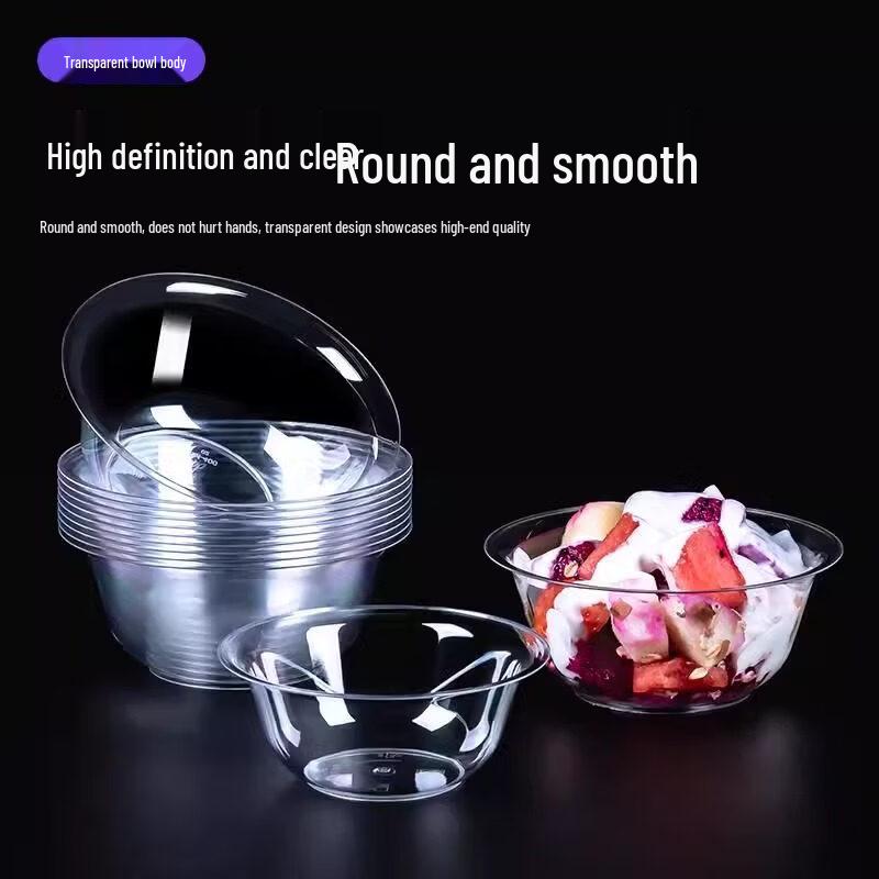 ZISIZ Disposable Transparent Hard Plastic Serving Bowl