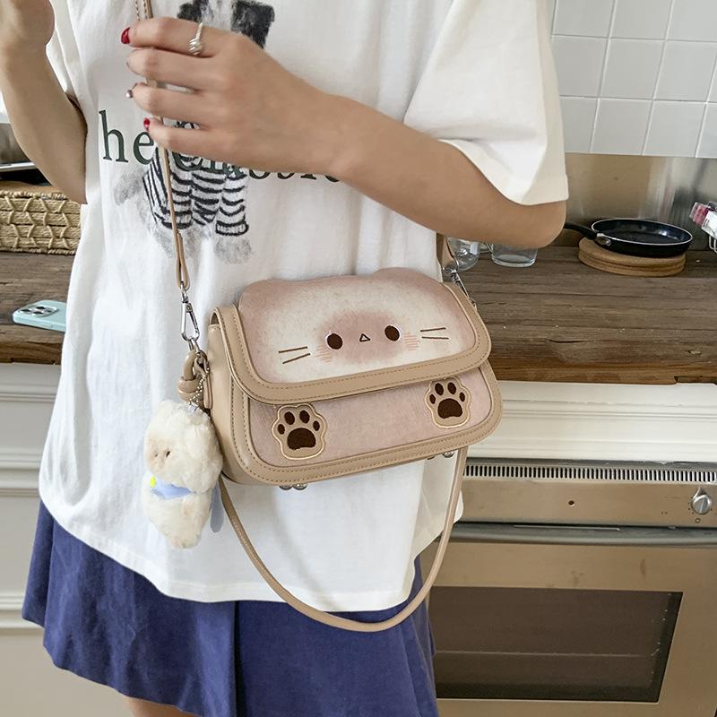 Toast cat bag women 2025 new trendy fashion cartoon handbag versatile shoulder messenger bag women