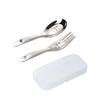 2pcs Cartoon Animals Baby Teaspoon Spoon Food Feeding Fork Utensils Set Stainless Steel Kids Learning Eating Habit Tableware