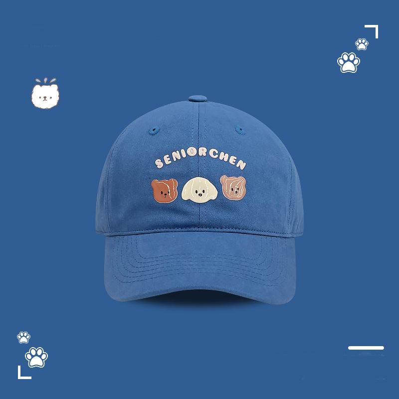

Cute bear letter embroidery yellow baseball cap female spring summer wide brim big face showing face small cap tide Adjustable королевский синий