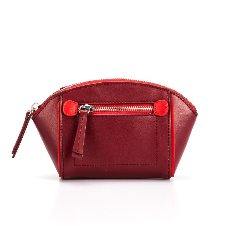 Factory Custom logo Red Zipper Pu Leather Makeup Bag Cosmetic Bags W20xH11xD7cm красный