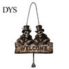 Halloween Wooden Door Hanger Welcome Hanging Sign, Vintage Farmhouse with Skeleton Pumpkin Unique Skull Ghost Decor Ghost, Decorative Plaque Bell for