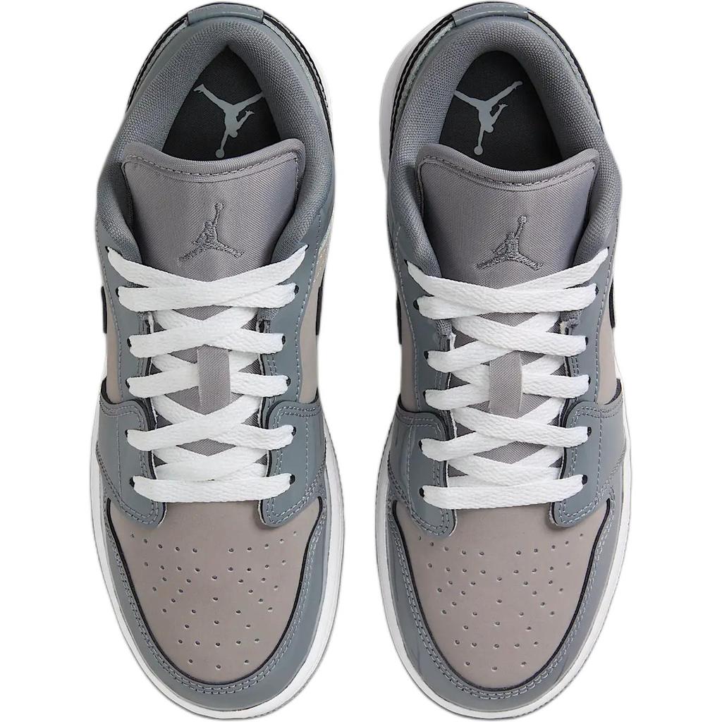 Air Jordan 1 Low GS Patent Cool Grey Kids Sneakers Medium-Grey White HF3188-011