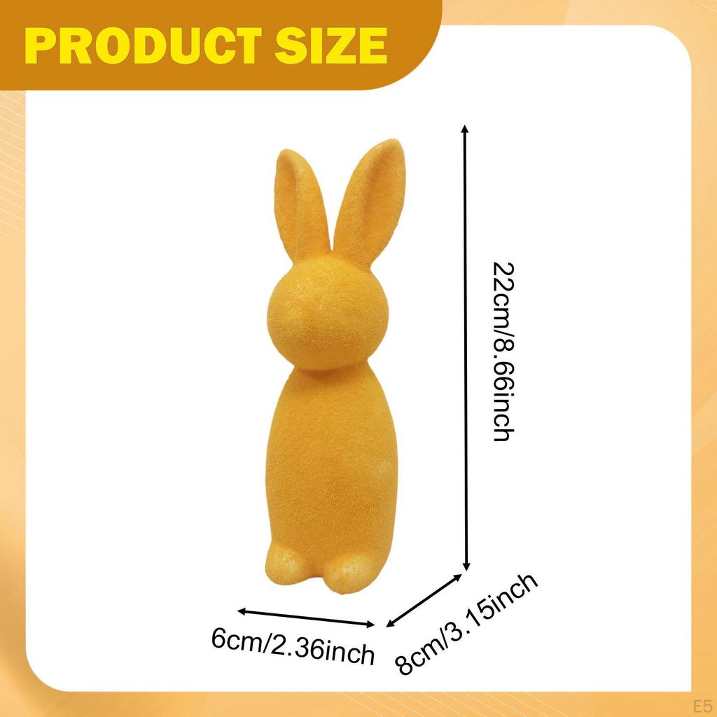 22cm Flocked Bunny Easter Decoration Decor, Festive Decor Flocking Figurine for Party