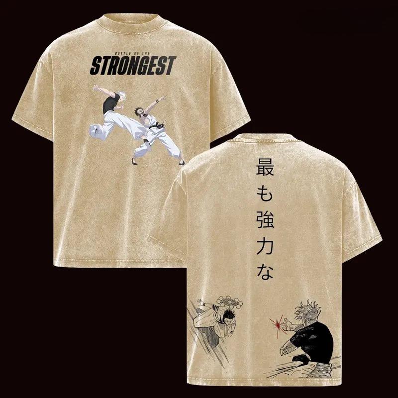 Anime Jujutsu Kaisen Gojo Satoru Ryomen Sukuna Printed Tee Men Women Washed Cotton T-shirts Vintage T Shirt Harajuku Male Tshirt