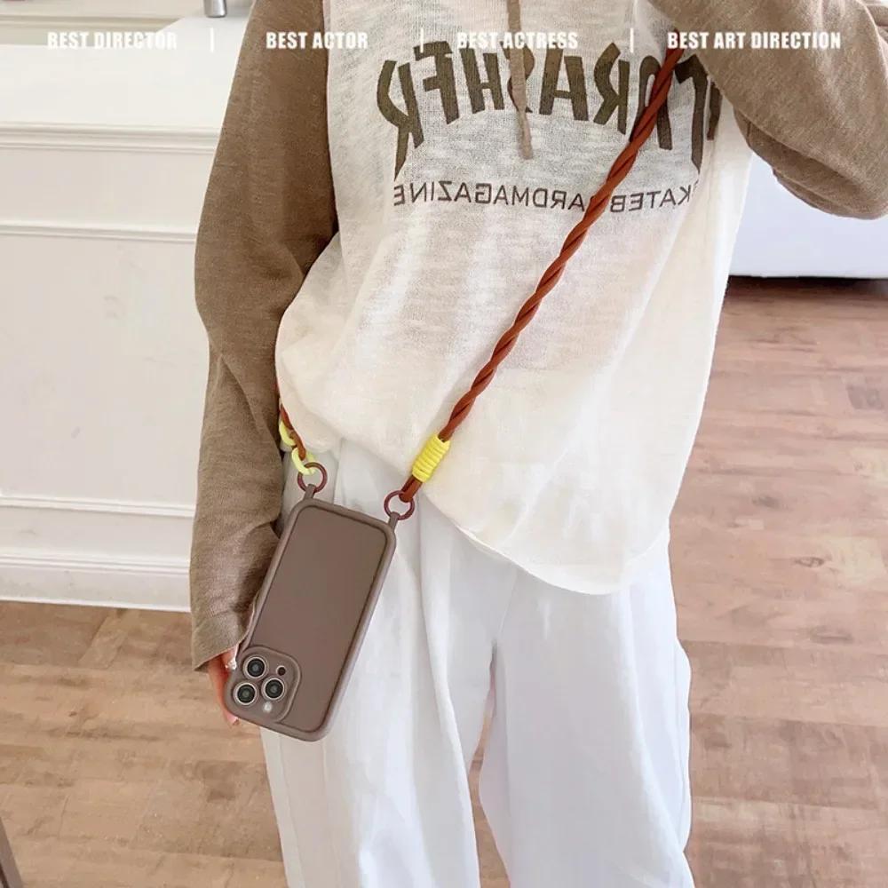 Crossbody Phone Case with Lanyard For iPhone 16 Pro Max 15 14 Plus 13 12 11 XR XS X Plus Necklace Strap Soft TPU Cover