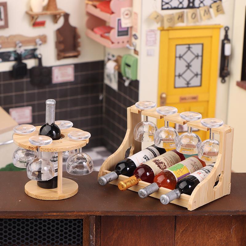 Puppenhaus Miniatur Mini Weinglasständer Kelchset Modell Heim Möbel Dekor Spielzeug Puppenhaus Zubehör