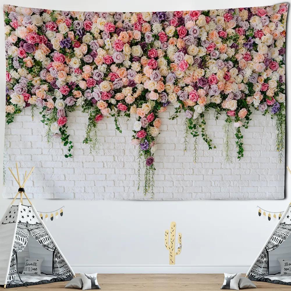 Creative Flowers Tapestry Nature Plant Floral Tapestry Wall Hanging Cloth Tapestries Home Bedroom Living Room Decor Tapestries