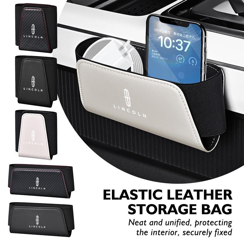 Car Seat Side Organizer Leather Hanging Storage Elastic Pockets For Lincoln Mondeo MKZ MKX Aviator Navigator Continental Corsair bsy5