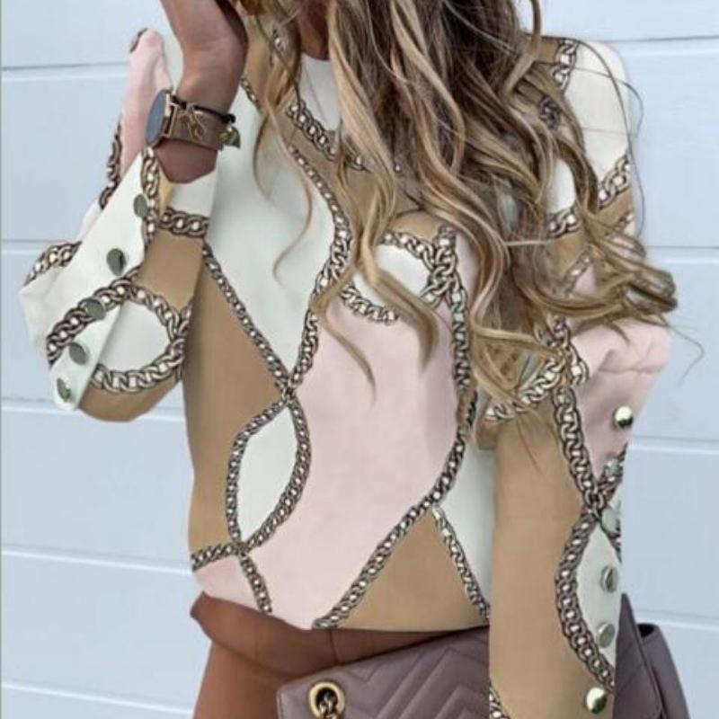 Fashion Long Sleeve Button Pineapple Printed Shirt Women Elegant Round Neck Casual Blosue Women Clothing Simple Vintage Office Lady Tops 24194