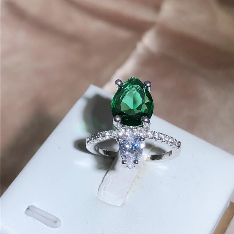 High End Modering für Damen Smaragdring Klassischer Wassertropfenring