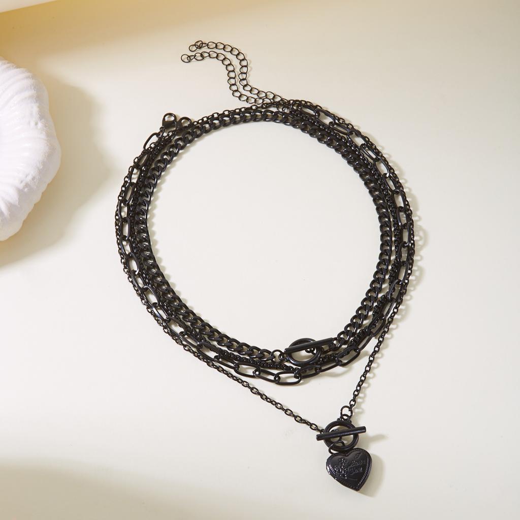 4 szt./zestaw Gotycki Punk Czarny Serce Gwiazda Frędzle Wisiorek Choker Naszyjnik dla Kobiet Vintage Metalowy Gruby Łańcuch Akcesoria Biżuteria Y2K