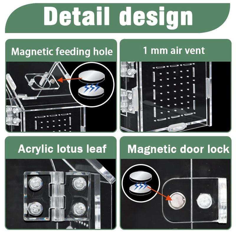 Reptile Enclosure For Tarantula, Gecko Chameleon,Beetle Mantis,And Hermit Crab-Acrylic Jumping Spider Enclosure Versatile