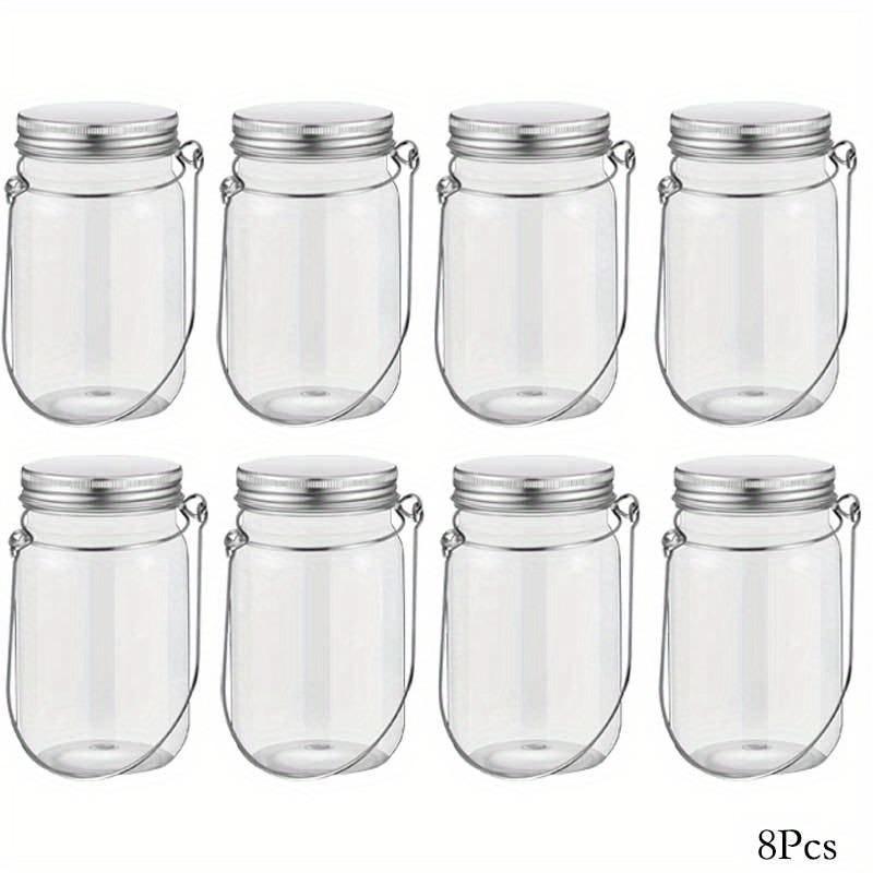 8pcs Plastic Mason Jar Set with Hooks for DIY String Lights Floral & Home Decor Dinner Parties Table Settings Outdoor Decoration