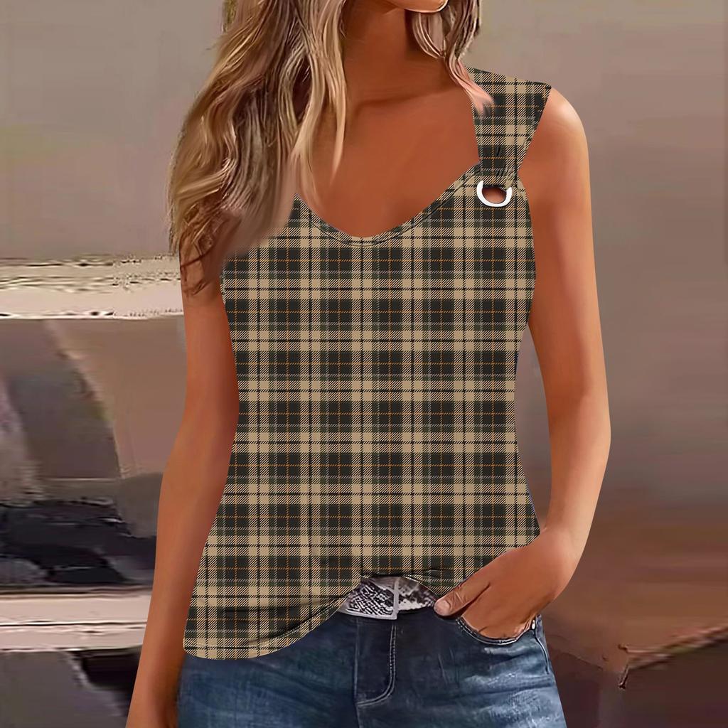 Damen Tank Top mit V-Ausschnitt, Basic, bedruckt, lässig, fließend, ärmellos, tiefer Seitenausschnitt, Tops für Damen