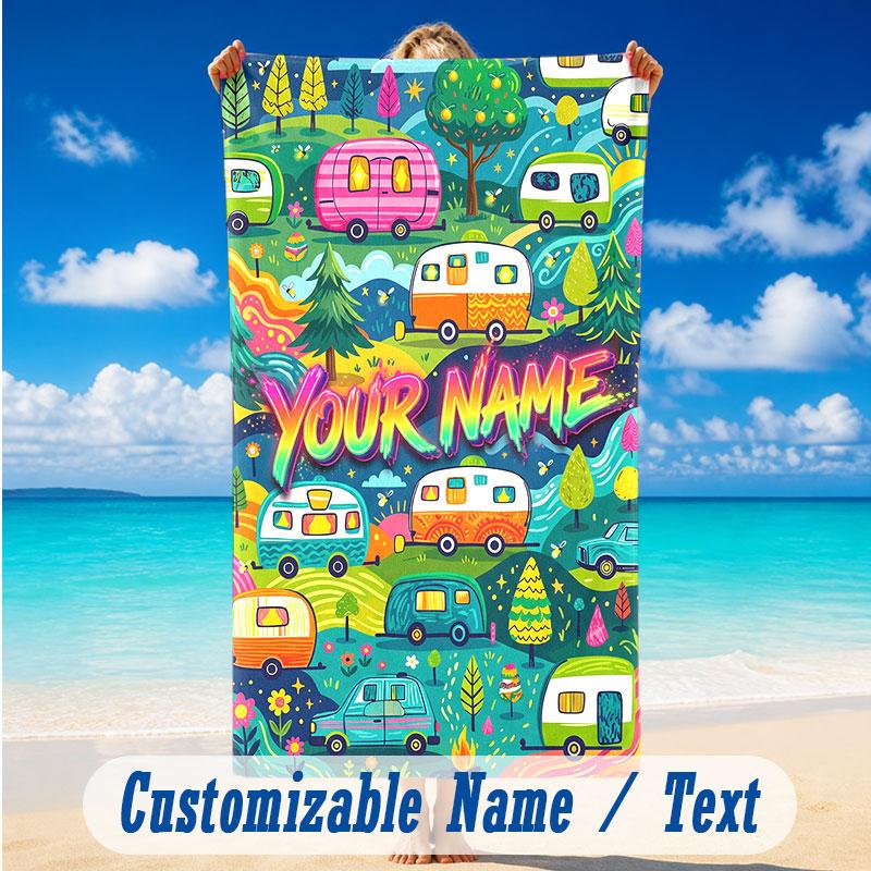 Fantasy Magic Theme Beach Towel Personalized Custom Name & Text Soft Quick Dry Beach Towel for Swimming Travel