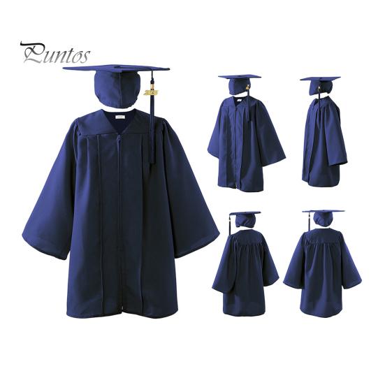Children Kindergarten Graduation Uniform with Hat And Tassel V Neck Knee Length Long Sleeve Zipper Closure Elementary Graduation Robe Kids Graduation