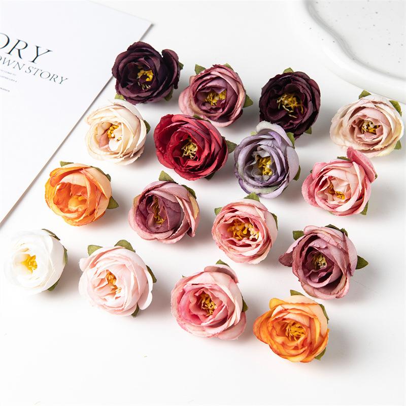 Rosa Simulazione Vintage Boccioli di Rosa Ghiaccio Rose Boccioli di Tè Materiale Fai da Te Fatto a Mano Decorazione Matrimonio Scatola Regalo Oggetti di Scena per Foto Decorazione Fiori Finti
