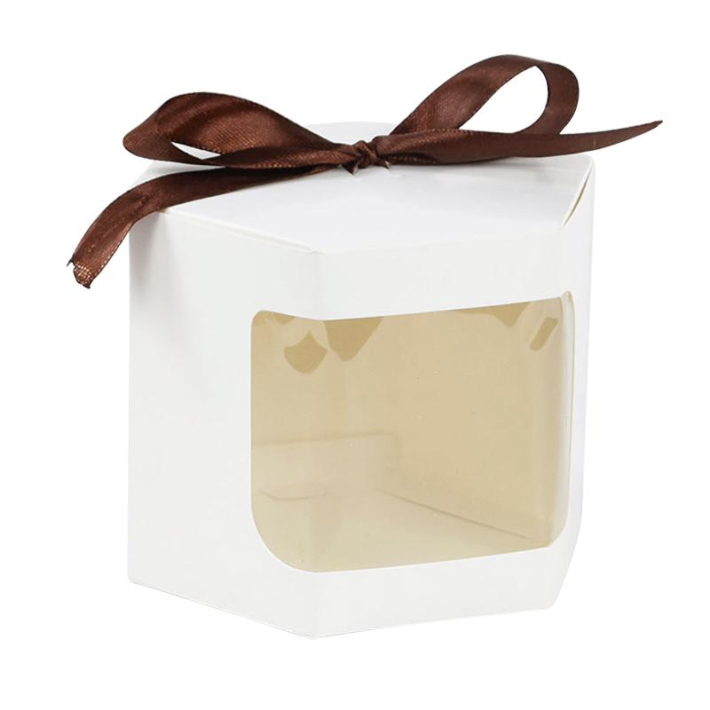 10Pcs Kraft Paper Candy Gift Box with Window Ropes Cake Chocolate Packaging Boxes Wedding Favors Birthday Party Supplies